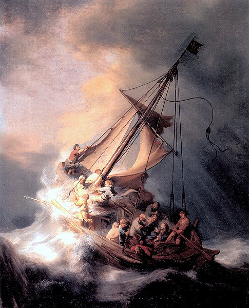 Sztorm na morzu galilejskim. Rembrandt. 
