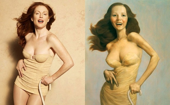 Julianne Moore- Harpers Bazaar 2008 / John Currin "The Cripple" 1997